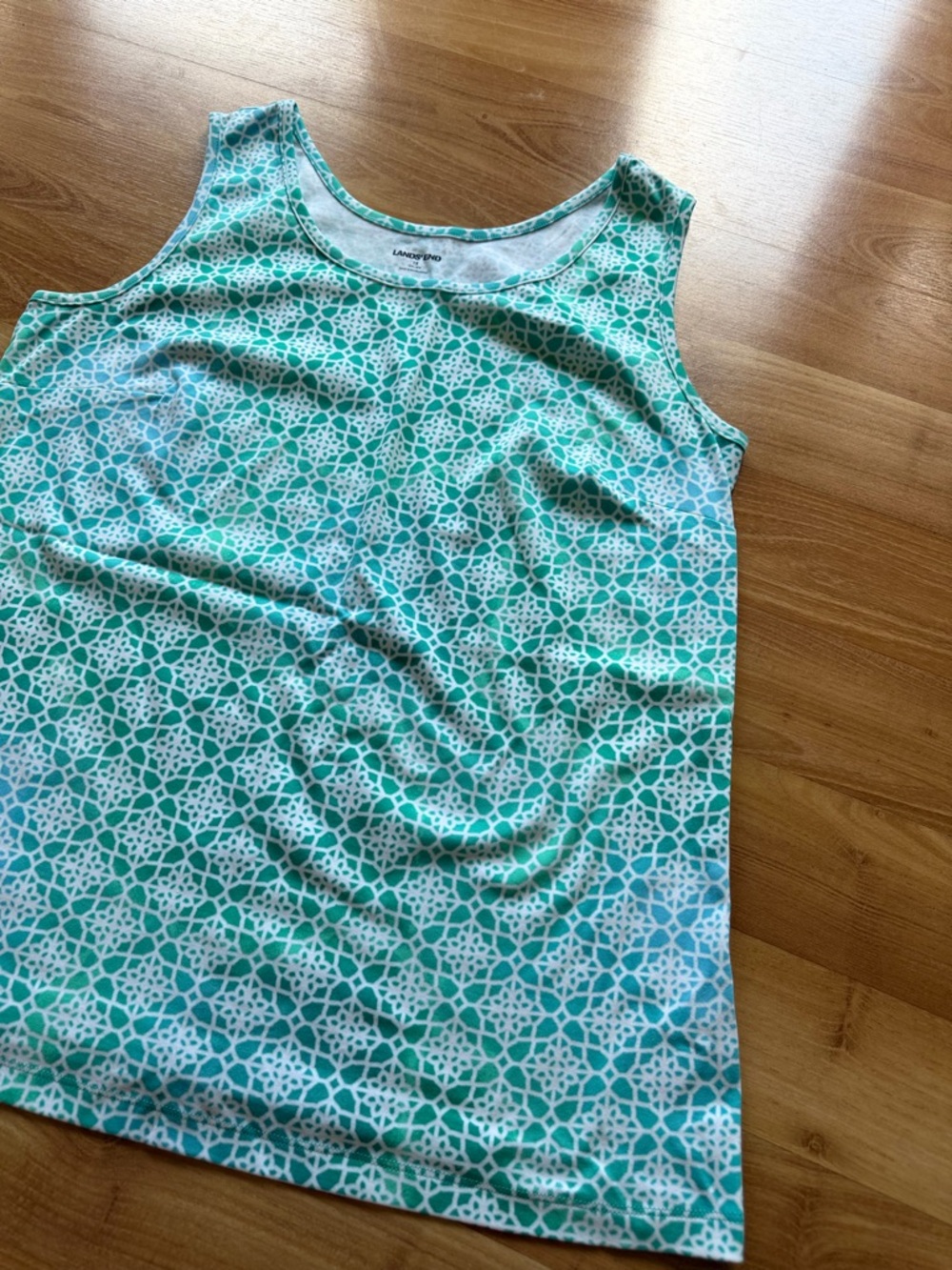 Lands’ End women’s green and white tank top lightweight great design size 1X - Picture 4 of 8